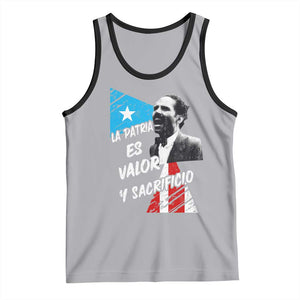 Pedro Albizu Campos Tank Top La Patria Es Valor Y Sacrificio Puerto Rican Leader TS11 Athletic Heather Black Print Your Wear