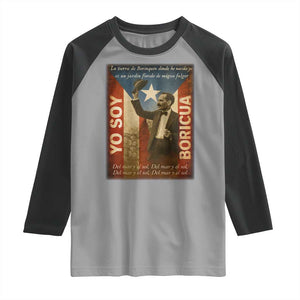 Pedro Albizu Campos Raglan Shirt Yo Soy Boricua Vintage Puerto Rican Flag TS11 Sport Gray Black Print Your Wear