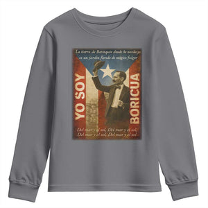 Pedro Albizu Campos Youth Sweatshirt Yo Soy Boricua Vintage Puerto Rican Flag TS11 Charcoal Print Your Wear