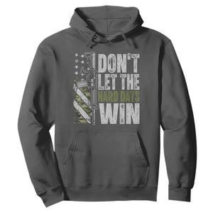 Don't Let The Hard Days Win Hoodie Inspirational Mental Health Gun Camo American Flag TS11 Dark Heather Print Your Wear