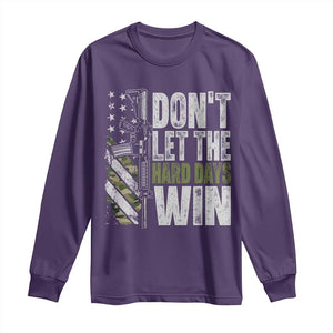 Don't Let The Hard Days Win Long Sleeve Shirt Inspirational Mental Health Gun Camo American Flag TS11 Purple Print Your Wear