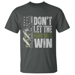 Don't Let The Hard Days Win T Shirt Inspirational Mental Health Gun Camo American Flag TS11 Dark Heather Print Your Wear