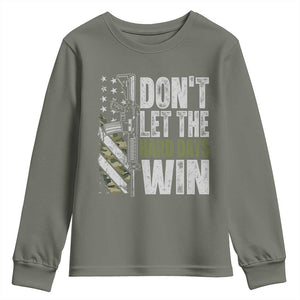 Don't Let The Hard Days Win Youth Sweatshirt Inspirational Mental Health Gun Camo American Flag TS11 Military Green Print Your Wear