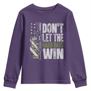 Don't Let The Hard Days Win Youth Sweatshirt Inspirational Mental Health Gun Camo American Flag TS11 Purple Print Your Wear