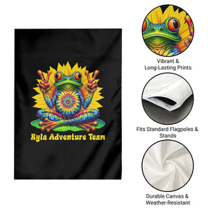 Personalized Tie Dye Hippie Frog Name Garden Flag Custom Text Peace Sign Hippie Sunflower TS11 Print Your Wear