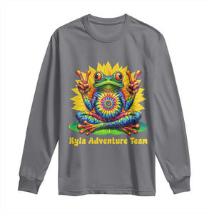 Personalized Tie Dye Hippie Frog Name Long Sleeve Shirt Custom Text Peace Sign Hippie Sunflower TS11 Charcoal Print Your Wear
