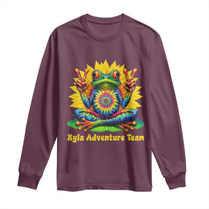 Personalized Tie Dye Hippie Frog Name Long Sleeve Shirt Custom Text Peace Sign Hippie Sunflower TS11 Maroon Print Your Wear