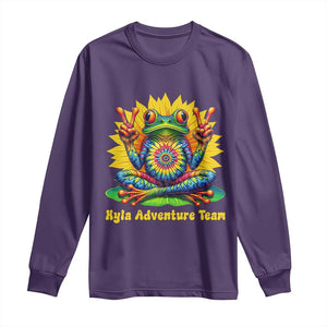 Personalized Tie Dye Hippie Frog Name Long Sleeve Shirt Custom Text Peace Sign Hippie Sunflower TS11 Purple Print Your Wear