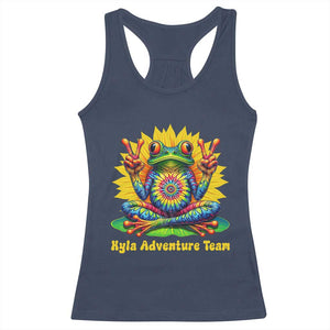 Personalized Tie Dye Hippie Frog Name Racerback Tank Top Custom Text Peace Sign Hippie Sunflower TS11 Navy Print Your Wear