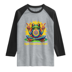 Personalized Tie Dye Hippie Frog Name Raglan Shirt Custom Text Peace Sign Hippie Sunflower TS11 Heather Gray Black Print Your Wear