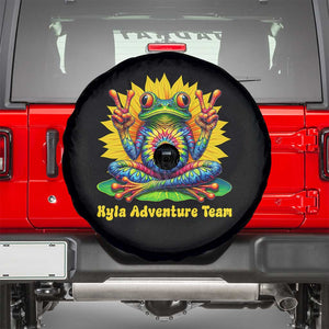 Personalized Tie Dye Hippie Frog Name Spare Tire Cover Custom Text Peace Sign Hippie Sunflower TS11 Black Print Your Wear