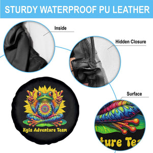 Personalized Tie Dye Hippie Frog Name Spare Tire Cover Custom Text Peace Sign Hippie Sunflower TS11 Print Your Wear