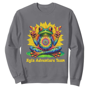 Personalized Tie Dye Hippie Frog Name Sweatshirt Custom Text Peace Sign Hippie Sunflower TS11 Charcoal Print Your Wear