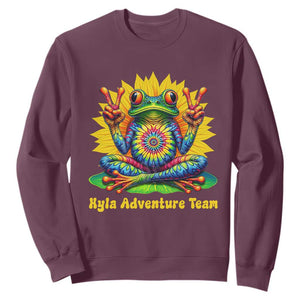Personalized Tie Dye Hippie Frog Name Sweatshirt Custom Text Peace Sign Hippie Sunflower TS11 Maroon Print Your Wear