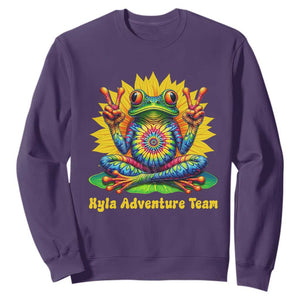 Personalized Tie Dye Hippie Frog Name Sweatshirt Custom Text Peace Sign Hippie Sunflower TS11 Purple Print Your Wear