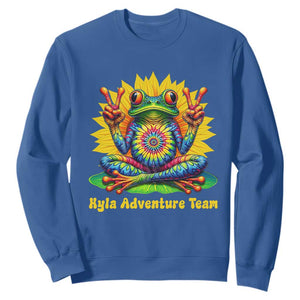 Personalized Tie Dye Hippie Frog Name Sweatshirt Custom Text Peace Sign Hippie Sunflower TS11 Royal Blue Print Your Wear