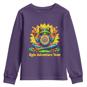 Personalized Tie Dye Hippie Frog Name Youth Sweatshirt Custom Text Peace Sign Hippie Sunflower TS11 Purple Print Your Wear