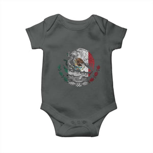 Mexico Coat Of Arms Mexican Flag Seal Symbol Baby Onesie TS11 Dark Heather Print Your Wear