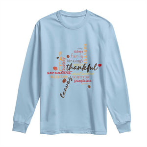 Thanksgiving Maple Leaf Fall Season Long Sleeve Shirt TS11 Light Blue Print Your Wear