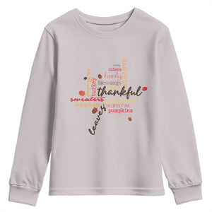 Thanksgiving Maple Leaf Fall Season Youth Sweatshirt TS11 Ice Gray Print Your Wear
