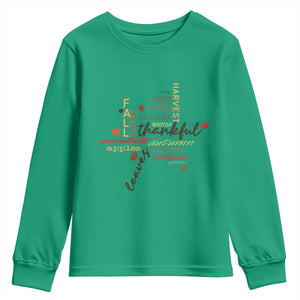 Thanksgiving Maple Leaf Fall Season Youth Sweatshirt TS11 Irish Green Print Your Wear