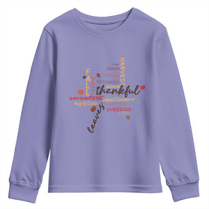 Thanksgiving Maple Leaf Fall Season Youth Sweatshirt TS11 Violet Print Your Wear