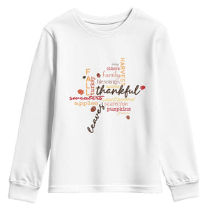 Thanksgiving Maple Leaf Fall Season Youth Sweatshirt TS11 White Print Your Wear