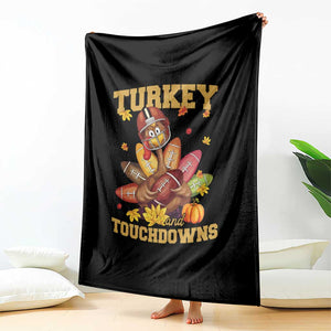 Funny Turkey And Touchdowns Throw Blanket Thanksgiving American Football Fall Season TS11 Print Your Wear