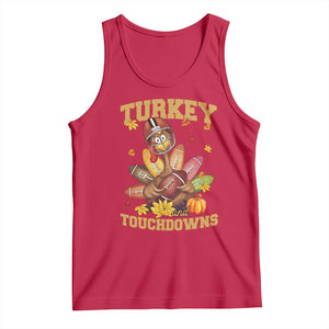 Funny Turkey And Touchdowns Tank Top Thanksgiving American Football Fall Season TS11 Red Print Your Wear