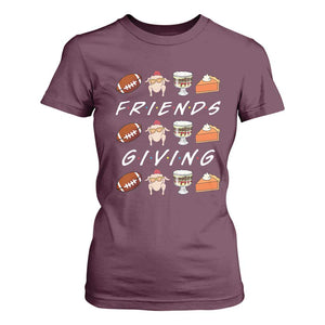 Funny Thanksgiving Thankful Friends Giving Party T Shirt For Women TS11 Maroon Print Your Wear