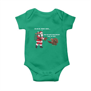 Funny Thanksgiving Christmas Baby Onesie Wait Your Turn Fat Boy Santa Turkey Thanksmas TS11 Irish Green Print Your Wear