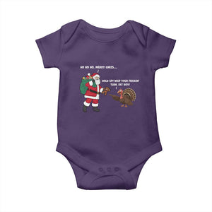 Funny Thanksgiving Christmas Baby Onesie Wait Your Turn Fat Boy Santa Turkey Thanksmas TS11 Purple Print Your Wear