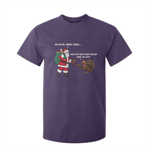 Funny Thanksgiving Christmas T Shirt For Kid Wait Your Turn Fat Boy Santa Turkey Thanksmas TS11 Purple Print Your Wear