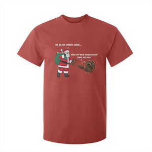 Funny Thanksgiving Christmas T Shirt For Kid Wait Your Turn Fat Boy Santa Turkey Thanksmas TS11 Red Print Your Wear