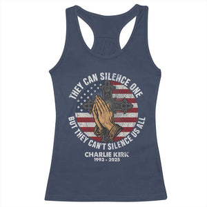 Charlie Kirk Memorial Racerback Tank Top They Can Silence One But They Cant Silence Us All TS11 Navy Print Your Wear