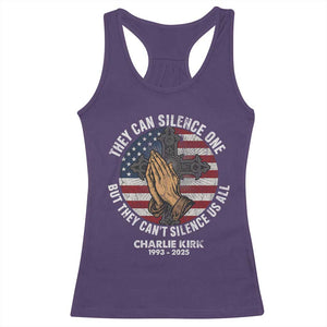 Charlie Kirk Memorial Racerback Tank Top They Can Silence One But They Cant Silence Us All TS11 Purple Print Your Wear