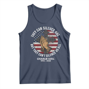 Charlie Kirk Memorial Tank Top They Can Silence One But They Cant Silence Us All TS11 Navy Print Your Wear