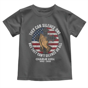 Charlie Kirk Memorial Toddler T Shirt They Can Silence One But They Cant Silence Us All TS11 Dark Heather Print Your Wear