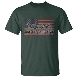 We Are Charlie Kirk T Shirt We The People Vintage American Flag TS11 Dark Forest Green Print Your Wear