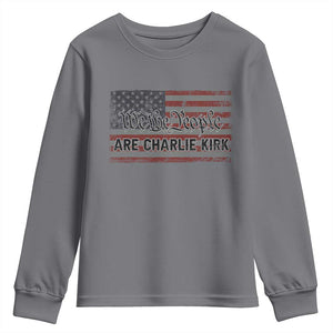 We Are Charlie Kirk Youth Sweatshirt We The People Vintage American Flag TS11 Charcoal Print Your Wear