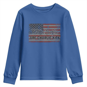 We Are Charlie Kirk Youth Sweatshirt We The People Vintage American Flag TS11 Royal Blue Print Your Wear