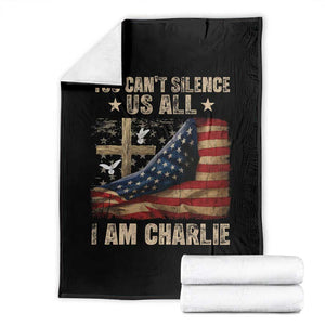 I Am Charlie Kirk Throw Blanket You Cant Silence Us All Vintage American Flag TS11 Black Print Your Wear