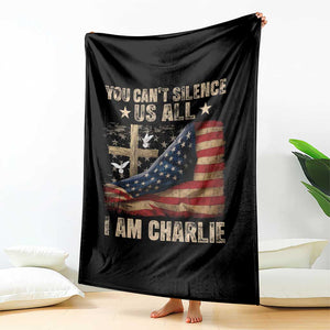 I Am Charlie Kirk Throw Blanket You Cant Silence Us All Vintage American Flag TS11 Print Your Wear