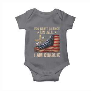 I Am Charlie Kirk Baby Onesie You Cant Silence Us All Vintage American Flag TS11 Charcoal Print Your Wear