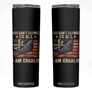 I Am Charlie Kirk Skinny Tumbler You Cant Silence Us All Vintage American Flag TS11 Black Print Your Wear