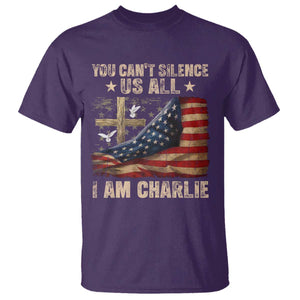 I Am Charlie Kirk T Shirt You Cant Silence Us All Vintage American Flag TS11 Purple Print Your Wear