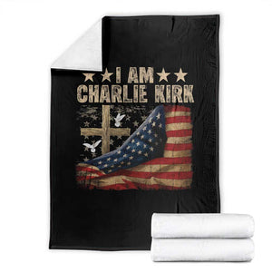 I Am Charlie Kirk Throw Blanket Freedom Vintage American Flag TS11 Black Print Your Wear