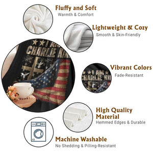 I Am Charlie Kirk Throw Blanket Freedom Vintage American Flag TS11 Print Your Wear
