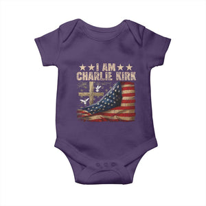 I Am Charlie Kirk Baby Onesie Freedom Vintage American Flag TS11 Purple Print Your Wear