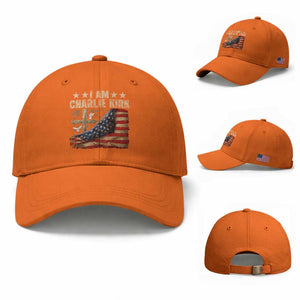 I Am Charlie Kirk Baseball Cap Freedom Vintage American Flag TS11 Baseball Cap Universal Fit Orange Print Your Wear